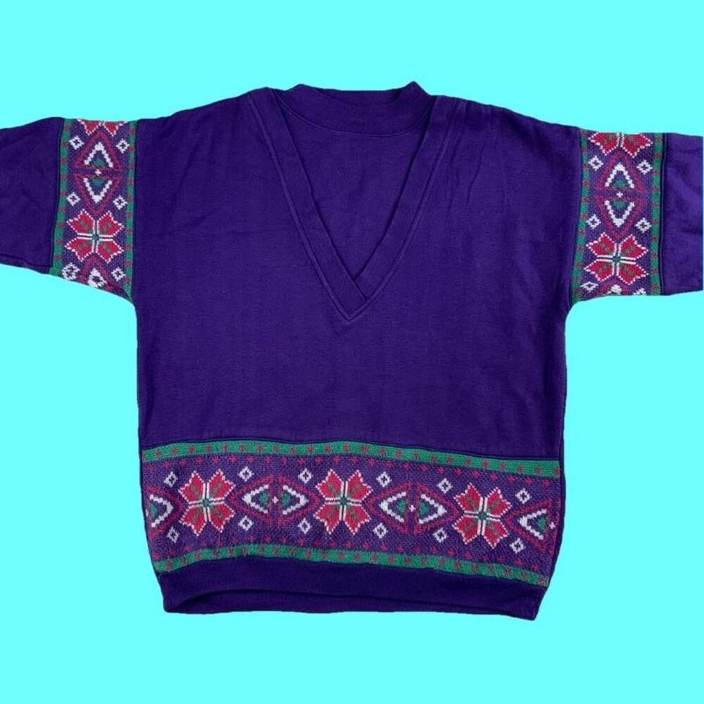 Vintage Eileen and Co Mock Neck Grandma Sweater Knit Details Winter